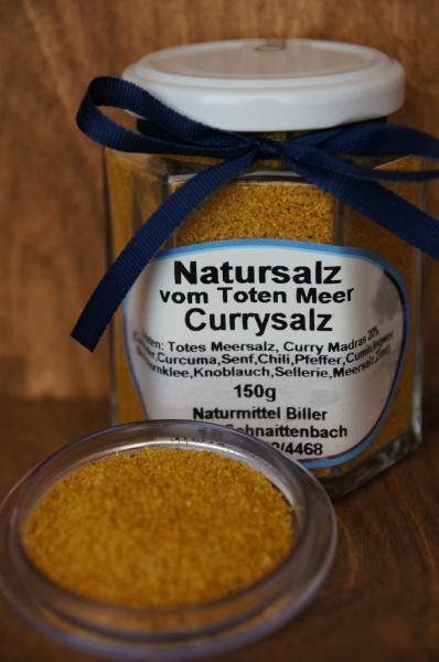 Totes Meersalz mit Currysalz, 150g Glas