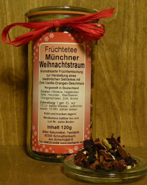 Münchner Weihnachtstraum Früchtetee, 120g im Glas
